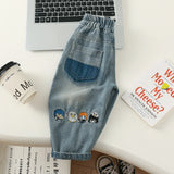 MQTIME  -  New Autumn Infant Baby Boy Jeans Korean Casual Embroidery Outwear Children Boy Denim Pants Loose Elastic Waist Kid Boys Trousers
