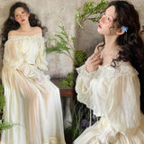 MQTIME  -  Women Maternity Dress for Photoshoot White Elegant Off-shoulder French Style Lace Pregnancy Dresses for Studio Photography