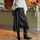  MQTIME  -  Fashion Women Lace Patchwork Skirt Elegant Solid Split A Line Midi Skirts Female 2026 Spring Summer Casual Chic Lady Clothes