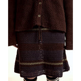 MQTIME  -   New Japanese Korean Street Heavy Knit Striped Skirt Unique Fashion Versatile A-line Half Skirt Trendy Design Elegant Women