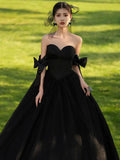 MQTIME  -  Elegant Party Formal Black Long Tulle Evening Dress Vestidos Women Off Shoulder Prom Dresses Robe De Soiree