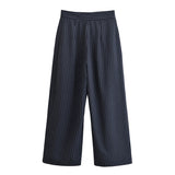 MQTIME  -  Women's clothing new autumn European and American fashion personality casual slim fit striped wide leg pants