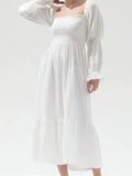  MQTIME  -  Woman Vintage Floral Dress Puff Long Sleeve Off Shoulder Ruffle Long Dress Spring Fall Casual Vintage Bohemian Dresses