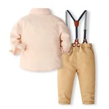 MQTIME  -  4Piece Fall Boys Sets Clothing Korean Fashion Gentleman Long Sleeve Tops+Pants+Tie Baby Clothes Toddler Boutique Outfits BC1735