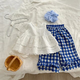 MQTIME  -  New Summer Baby Girls Sleeveless Blouses Lace Embroidery Ruffles Tops Toddlers Kids Cotton Vest Shirts