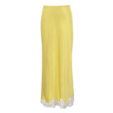 MQTIME  -  Splicing Lace Satin Skirt Women's New High-waisted Casual Versatile Hip Skirt