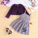 MQTIME  -  2Piece Sets Spring Autumn Infant Girl Clothes Korean Cute Cartoon Plaid Long Sleeve Cotton Tops+Dress Baby Newborn Items B022