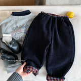 MQTIME  -  New Winter Kids Boys Wool Pant Elastic Waist Thicken Warm Toddler Boys Harem Pant Casual Plaid Velet Infant Baby Boys Trouser