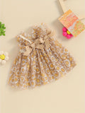 MQTIME  -  Photography Clothing  Adorable Daisy Print Sleeves Tulle Dress Golden  Elegant Lace Mesh Skirt For Photo Shoot