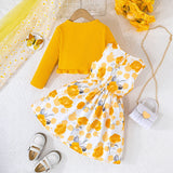MQTIME  -  2Piece Set Spring Summer Toddler Girls Clothes Fashion Cute Bow Flowers Cotton Tops+Princess Dress Baby Boutique Clothing BC2123