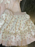  MQTIME  -  Pink Sweet Print New 2 Piece Set Women Elegant Sleeveless Top + Floral High Waisted Skirt Set Summer Bow Kawaii Ruched Outfits