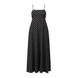 MQTIME  -  Women's Summer Slip Dress Dot Print Sleeveless Spaghetti Strap Backless Long A Line Dress with Pockets
