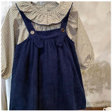 MQTIME  -  Preppy style Girls' Strap Dress Set Girls' Lotus Leaf Collar Plaid Long Sleeve Shirt Dress 2Pcs Set Spring Children's Clothes