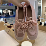 MQTIME  -  Satin Patchwork Lace-up Retro Sneakers for Women Ballet-Style Square Toe Designer Flats Comfortable Soft Outdoor Casual Shoes