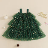 MQTIME  -  Christmas Baby Girls Dresses Princess Kids Party Clothes for Girl Star Print Sleeveless Layered Tulle Dress with Ball