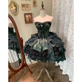 MQTIME  -  Handmade Rose Nebula Gothic Red Lolita Evening Wedding Dress Girls Birthday Party Bar Mitzvah Trailing Lolita Princess Dress