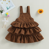 MQTIME  -  0-6Y Toddler Kids Girl Overall Dress 4 Colors Solid Sleeveless Layered Ruffle Suspender Sundress