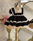 MQTIME  -  0-12Y Baby Girl Summer Black Turkish Vintage Princess  Dress for Birthday Holiday Easter Photography Eid