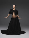  MQTIME  -  Magic Black Maternity Dresses and Skirt 2 Pieces Cape Outfit Maternity Dress Photoshoot Pregnancy Gown Babyshower Dress 2 pcs