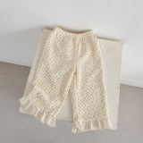 MQTIME  -  Spring New Baby Long Sleeve Clothes Set Girls Waffle Lace Sweatshirt + Lace Trousers 2pcs Suit Toddler Loose Floral Outfits