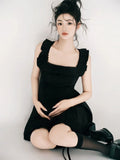 MQTIME  -   Women Photography Costume Elegant Black Sleeveless Short Maternity Dress Sweet Pregnancy Dresses Studio Shooting Photo Clothes