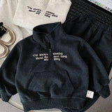 MQTIME  -  Boys' Suit Autumn and Winter New Children's Wear Korean Style Boys and Girls Handsome Letter Sports Hoodie Two-piece Set