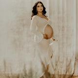 MQTIME  -  Maternity Dresses Photoshoot Outfit Long Sleeve Ruffle Showing Belly Baby Shower Dress Woman Pregnancy Clothes Photography Party