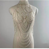 MQTIME  -   White Photograpy Props for Pregnant Woman Prom Dress Elegant Multi Layers pearls Body Chain Vest Chain Necklace