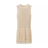 MQTIME  -  Autumn Knitted Dress Round Neck Sleeveless Slim Fit Elegant Dress A-line Sexy Party Sweater Dress Mujer Vestidos