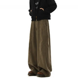 MQTIME  -   Spring Autumn Men Brown Lazy Denim Pants American Loose Straight Wide Leg Trousers Relaxed Casual Jeans