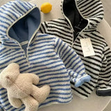MQTIME  -  Children Girls Sweatshirt Striped Thicken Warm Toddler Girls Woolen Pullovers New Winter Versatile Kids Baby Girls Hoodies