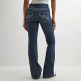 MQTIME  -  Autumn Low Rise Double Button Flared Pants with Stitched Denim Jeans, Women's Retro Casual Pants