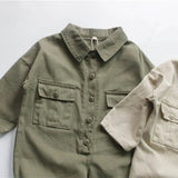 MQTIME  -  Children Jumpsuit Overalls Cotton Solid Color Korean Style 1-6Yrs Kids Suspender Spring Autumn Baby Girls Boys Jumpsuit