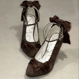  MQTIME  -  Mary Jane Shoes Satin Platform Shoes Bow Lolita Cosplay Y2K Shoes Lolita Shoes Cute Core Women's Summer Shoes Dress Shoes