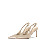 MQTIME  -  Summer New Pointed Head Shallow Mouth One-word Buckle Strap Thin Heel Sandals Women's Bag Head Empty High Heels
