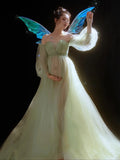 MQTIME  -   Photography Props  Forest Green Fairy Maternity Dresses for Photo Shoot Pregnancy Dress Pregnant Elegant Studio Prop
