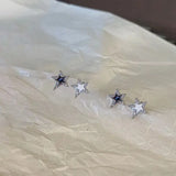 Mqtime Fashion Punk Zircon Star Titanium Steel Ear Stud Earring y2k Korean Sweet Cool Pentagram Ear bone Nail for Women Girls Jewelry