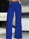 MQTIME  -  Women Pants Loungewear Spring Summer Hollow Fashion Ladies Trousers Solid Elastic Waist Wide Leg Pants Streetwear