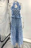 MQTIME  -  Women Elegant Floral Print Ruffles Dress Sets Chic Halter Backless Crop Tops+Skirt 2 Piece Sets Holiday Party Women Outfits 2025