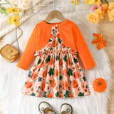 MQTIME  -   Halloween Clothing Sets Kids Shawl Tops+Dress 2Pcs Outfits Girls Carnival Party Cosplay Costume Children Print Suits 0-5 Years