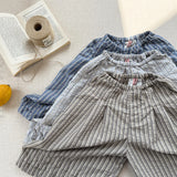 MQTIME  -  New Summer Toddlers Kids Striped Wide Leg Pants Loose Casual Ankle-length Linen Cotton Baby Boys Girls Trousers