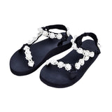 MQTIME  -  Pearl Sandals Women Flat Sandals Size 43 Summer Platforms Shoes Sandalias De Mujer Dropshipping