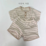  MQTIME  -  Summer Korean Style Baby Boys Striped Outfits Short Sleeve T-shirts Shorts 2pcs Toddlers Kids Casual Loose Sets