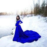  MQTIME  -  Pleuche Long Maternity Photography Props Pregnancy Dress Sexy Shoulderless Maxi Gown Clothes For Pregnant Women Photo Shoot