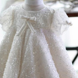 MQTIME  -  Baby Girl Princess Sequins Tulle Dress Infant Toddler Boutique Bow Vestido Puff Sleeve Party Pageant Birthday Baby Clothes 1-7Y