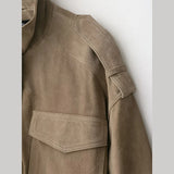  MQTIME  -  Retro Solid Suede Bomber Jacket Women Street Lapel Single Breasted Full Sleeves Zipper Pockets Coat Female Autumn Casual Outwear