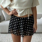 MQTIME  -  High Street Summer All Match Thin Polka Dot Print Pleated Chiffon Skirts Y2k Aesthetic High Street American Mini Jupe Punk Skirt