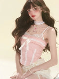 MQTIME  -  Pink Corset Y2k Crop Top Women Sexy Sleeveless Backless Hot Tops Summer Cute Girl Bow Chic Camis Korean Fashion Clothing