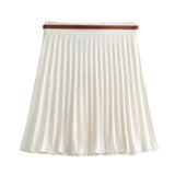  MQTIME  -  Women's Pleated Skirt High Waist Mini Skirt Women's Fashion Belt Short Skirt Casual Elegant Women's Skirt Summer