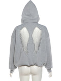 MQTIME  -  Backless Hooded Pullover Woman Wings Lace Autumn Trend Full Sleeve Skinny Stretch Hot Girls High Street Fashion Tops